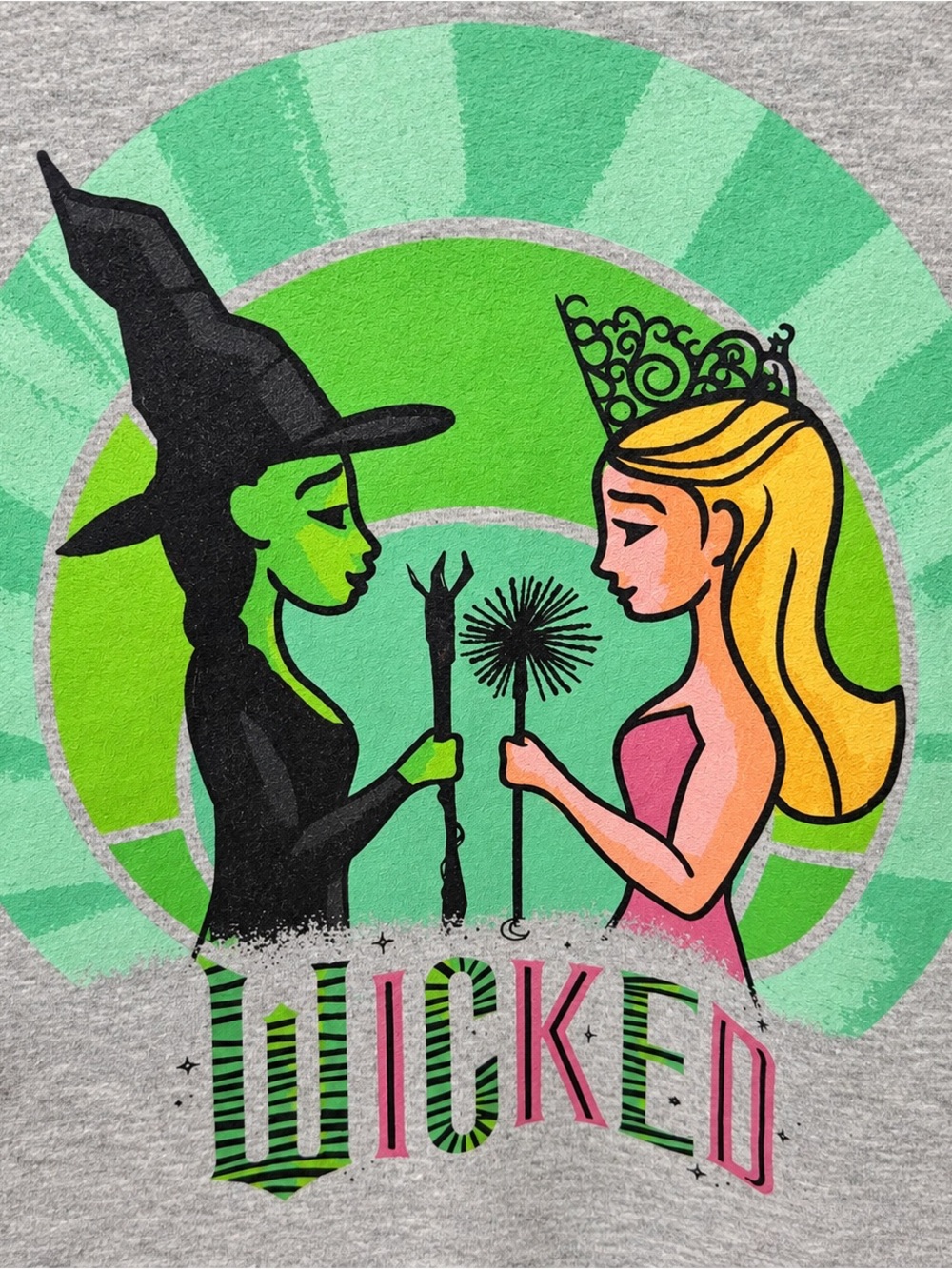 Graphic Crewneck Sweatshirt - Green & Pink Wicked Illustration